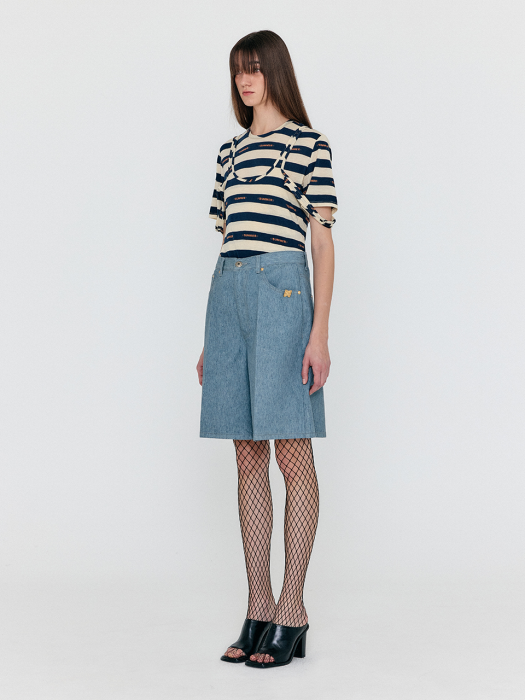 Eenk Weco Denim Biker Shorts - Grey Blue
