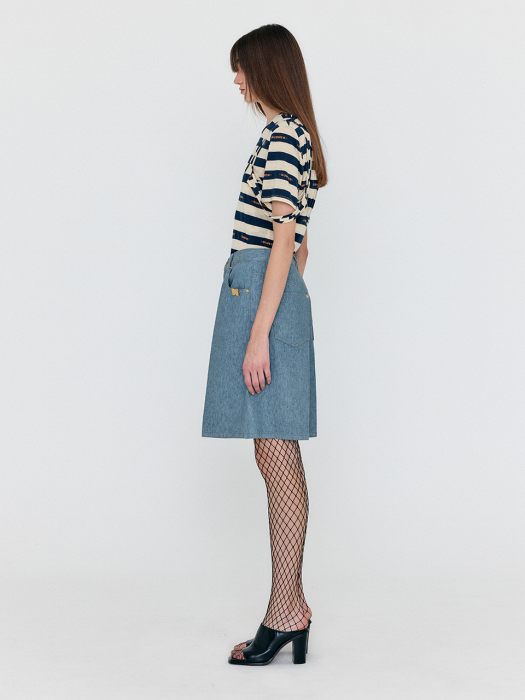 Eenk Weco Denim Biker Shorts - Grey Blue