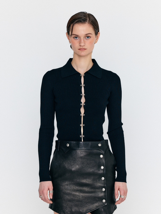 Eenk Wesley Ribbed Long Sleeve Knit - Black