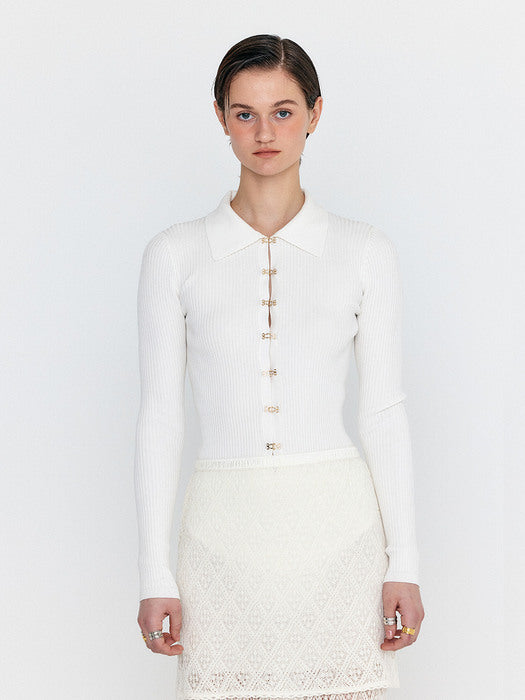 Eenk Wesley Ribbed Long Sleeve Knit - Ivory