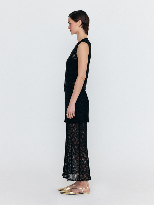 Eenk Wiond Diamond Lace Knit Vest - Black