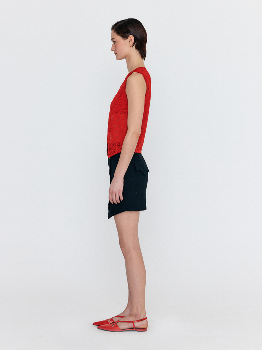 Eenk Wiond Diamond Lace Knit Vest - Red