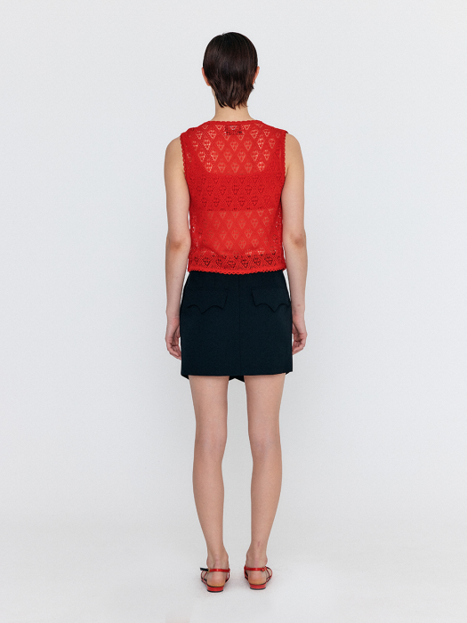 Eenk Wiond Diamond Lace Knit Vest - Red