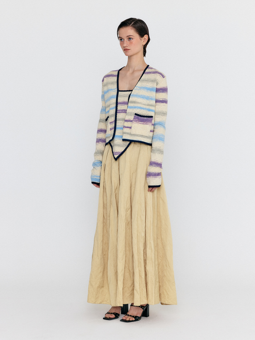Eenk Wioletta Pocket Front Knit Cardigan - Cream Stripe