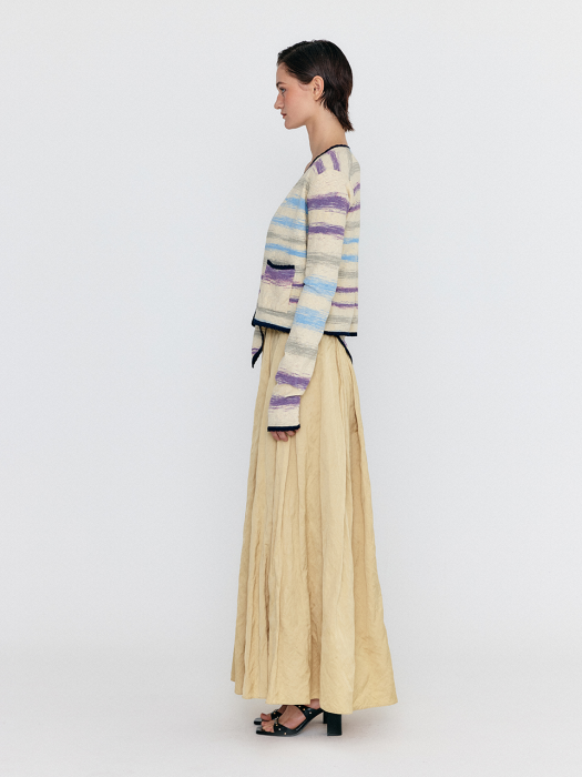 Eenk Wioletta Pocket Front Knit Cardigan - Cream Stripe
