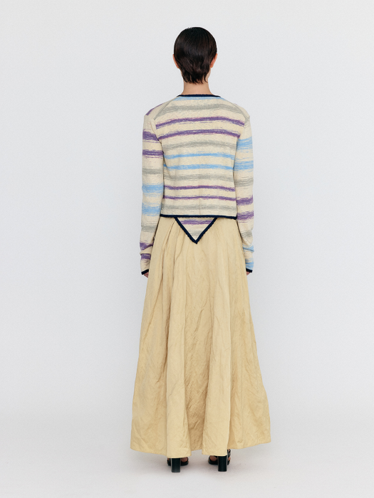 Eenk Wioletta Pocket Front Knit Cardigan - Cream Stripe