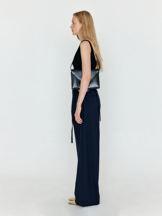 [EENK] Wette Double-Belted Wide Pants - Navy