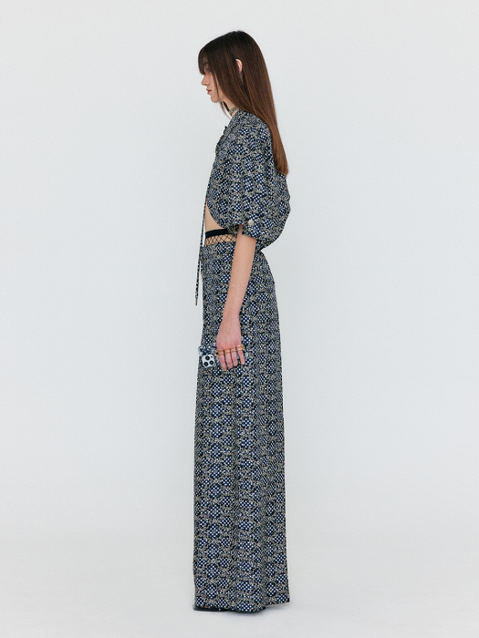 [EENK] Wenez Wide Pants - Navy Multi