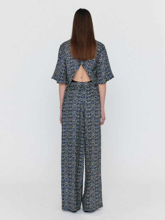 [EENK] Wenez Wide Pants - Navy Multi