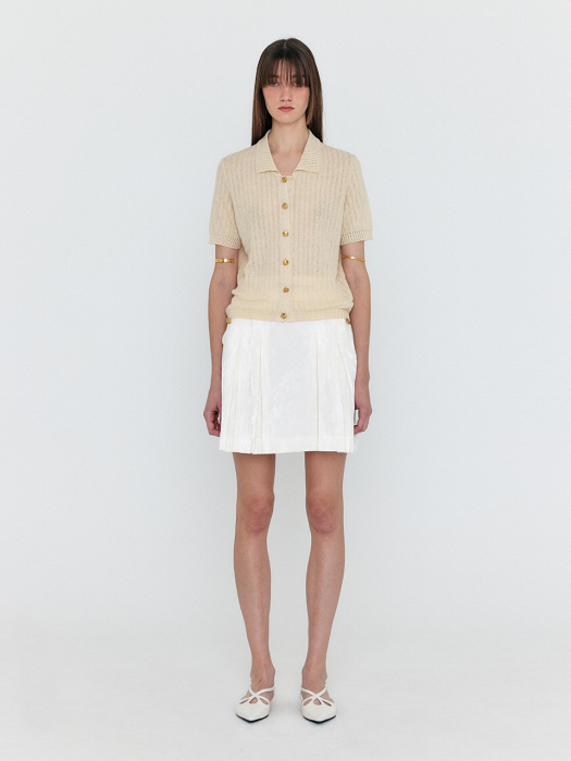 Eenk Wendel Double-Belted Pleated Mini Skirt - Ivory