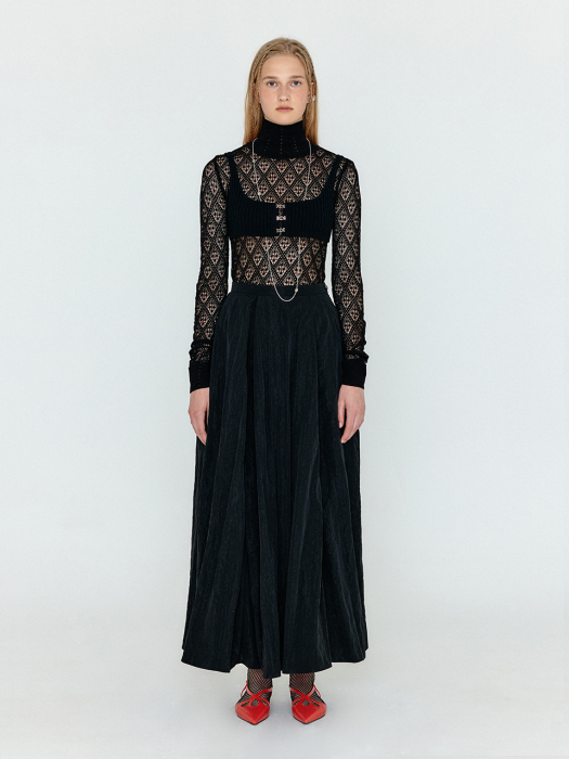 Eenk Wicole Flared Maxi Skirt - Black