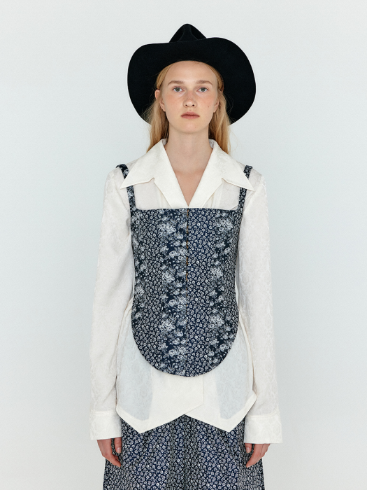 Eenk Weko Bustier Top - Navy/Ivory Multi