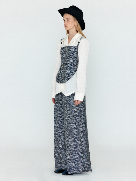 Eenk Weko Bustier Top - Navy/Ivory Multi