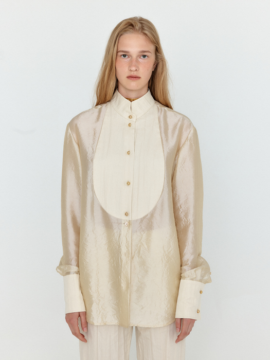 Eenk Winna Bib-front Silk Shirt - Light Beige
