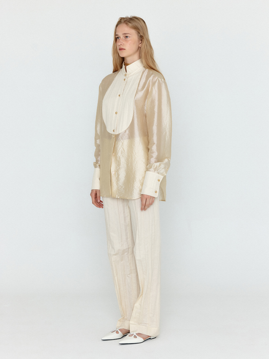 Eenk Winna Bib-front Silk Shirt - Light Beige