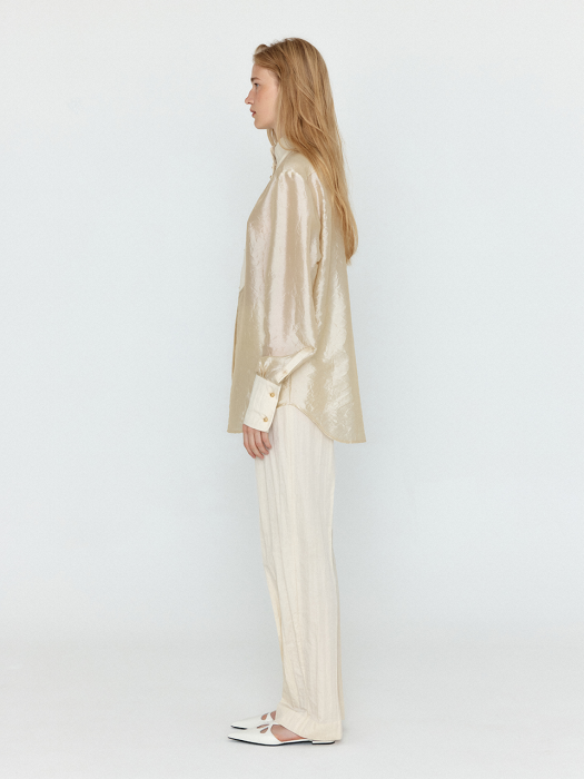 Eenk Winna Bib-front Silk Shirt - Light Beige