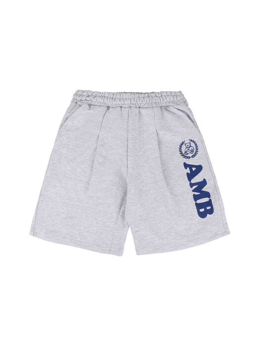 [ambler] Big Logo Training Banding Sweat Short Pants ASP602 (White-melange)