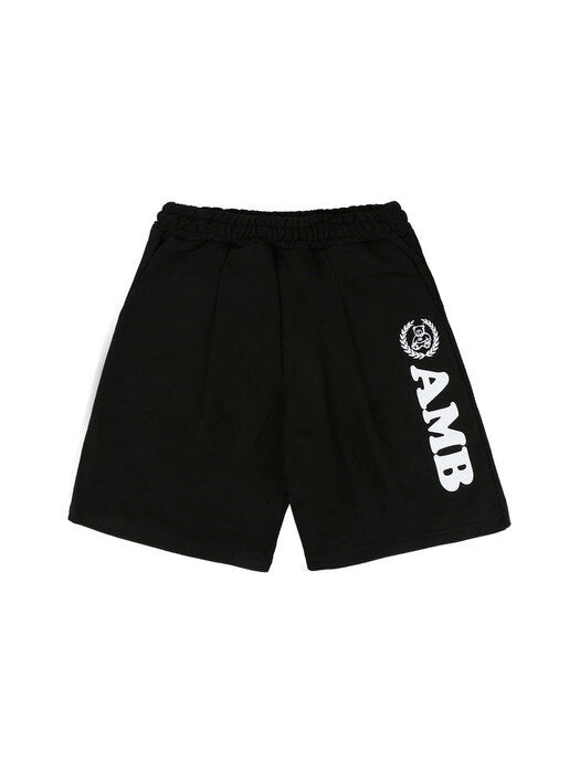 [ambler] Big Logo Training Banding Sweat Short Pants ASP602 (Black)