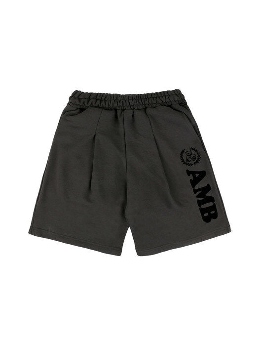 [ambler] Big Logo Training Banding Sweat Short Pants ASP602 (Dark Gray)