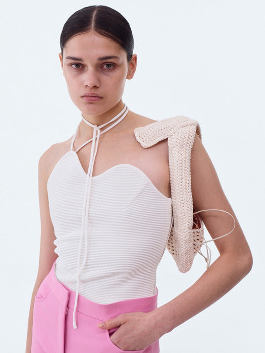 [recto] RC SIGNATURE CURVED RECYCLE KNIT TOP (OFF WHITE)