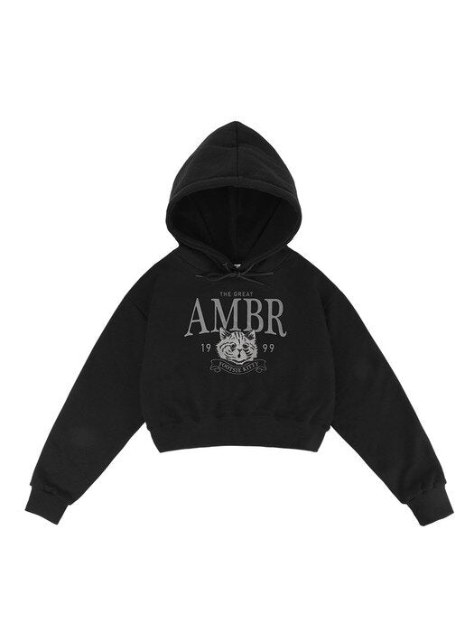 [ambler] The great Crop Hoodie AHC301 (Black)