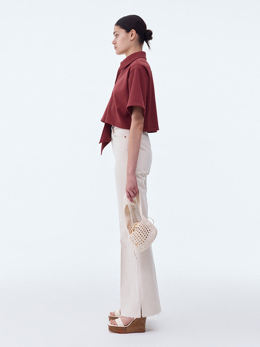 [recto] ASYMMETRIC POLO TOP (VINTAGE BROWN)