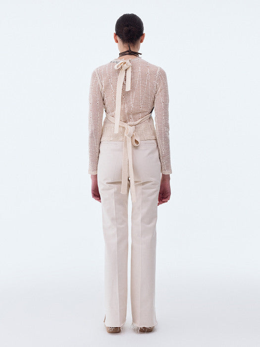 [recto] SIGNATURE CURVED LEATHER TOP (DARK BROWN)