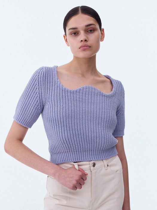 [recto] SIGNATURE SCOOP NECK CHUNKY KNIT (LILAC)