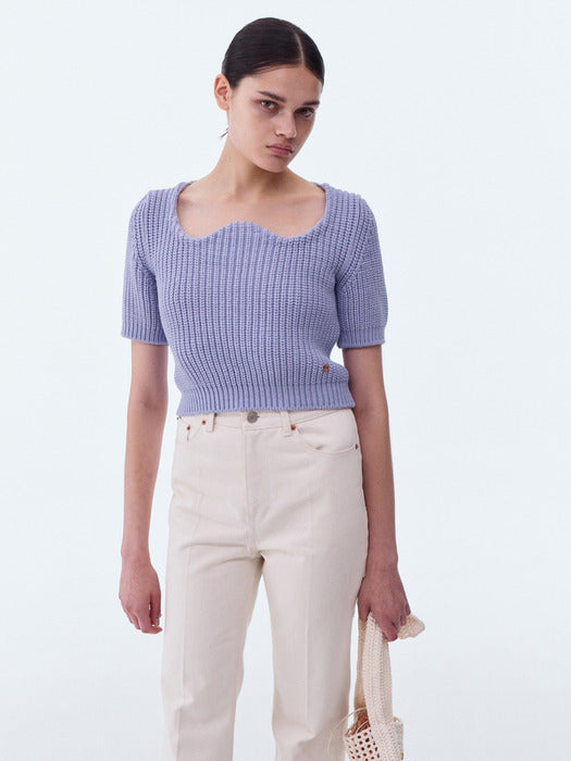 [recto] SIGNATURE SCOOP NECK CHUNKY KNIT (LILAC)