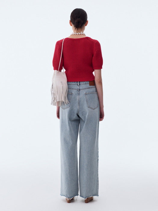 [recto] SIGNATURE SCOOP NECK CHUNKY KNIT (RED)