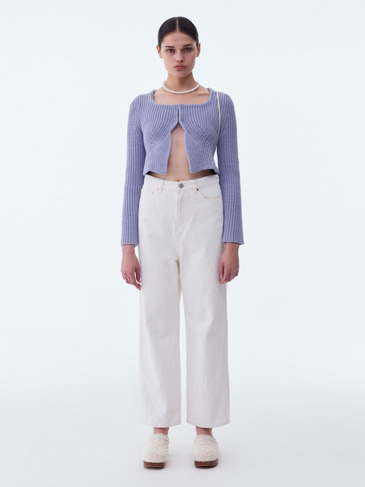 [recto] SCOOP NECK CHUNKY CARDIGAN (LILAC)