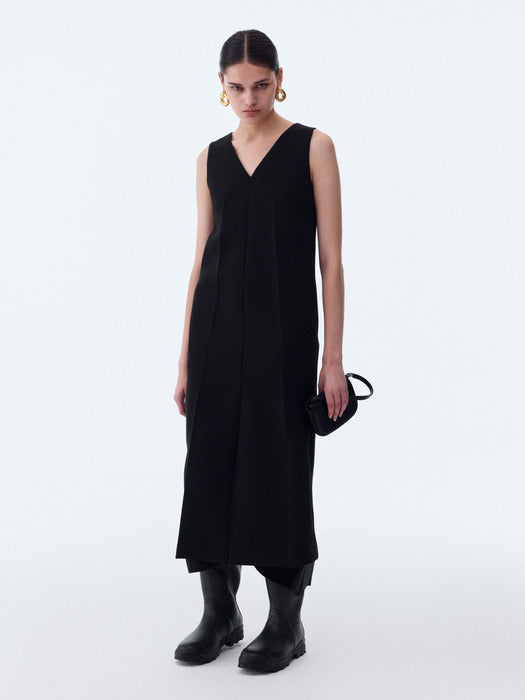 [recto] DEEP V-NECK OVER DRESS (BLACK)