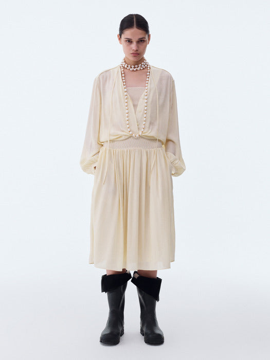 [recto] BOHEMIAN CORSICA OVER DRESS (LEMON YELLOW)