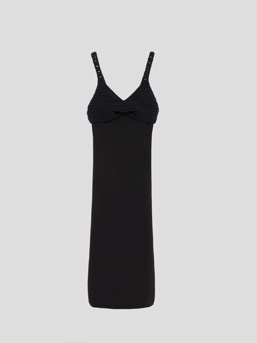 [recto] CHUNKY KNIT BRA TOP PATCH DRESS (BLACK)
