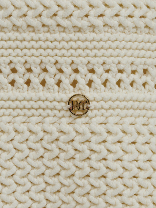 [recto] SIGNATURE NECK BOHEMIAN LACE PATTERN DRESS (IVORY)