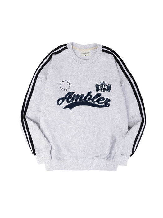 [ambler] Trophy Over fit Sweatshirt AMM1103 (White-Melange)