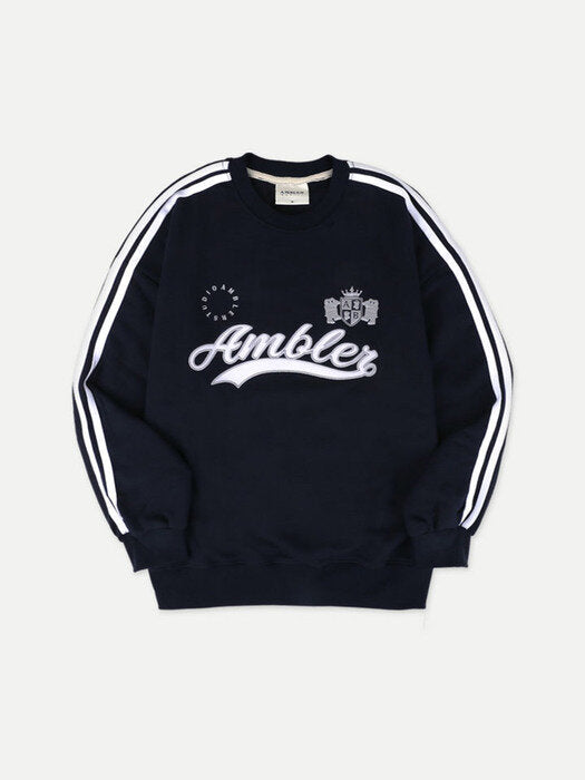 [ambler] Trophy Over fit Sweatshirt AMM1103 (Navy)