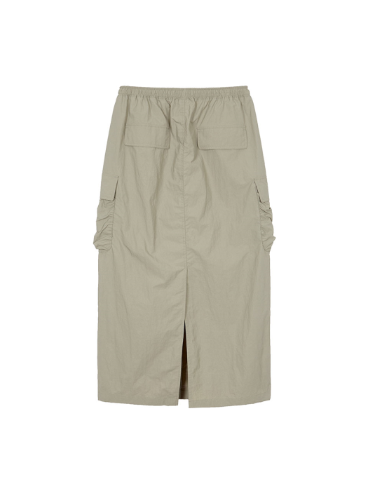 [raive] Cargo Shirring Skrit in Khaki Vw3Ms091-42