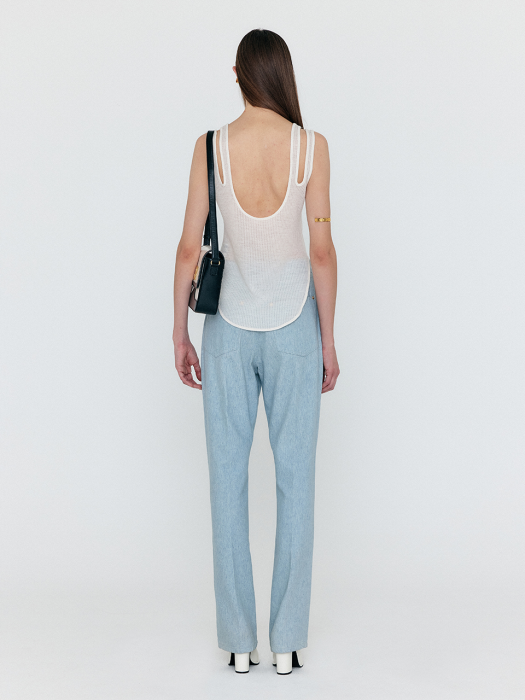 [EENK] Woue Sleeveless Cutout Jersey  T-shirt - Ivory
