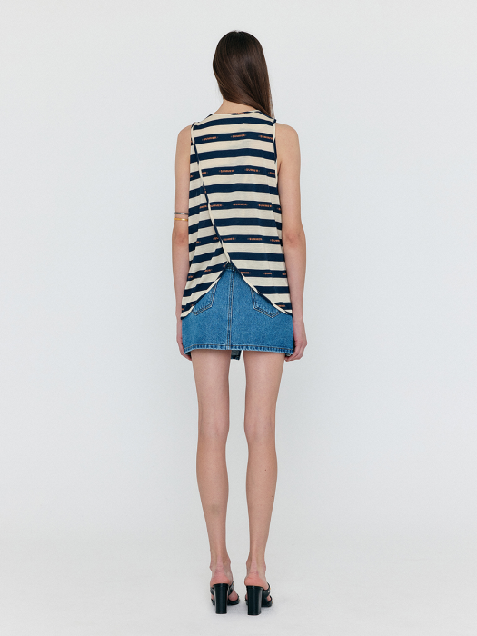 Eenk Weneta Asymmetric Front Denim Mini Skirt - Denim Blue