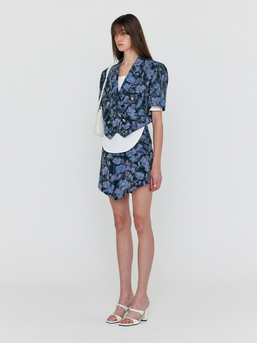Eenk Wivon Double-Breasted Short Blazer - Purple Multi