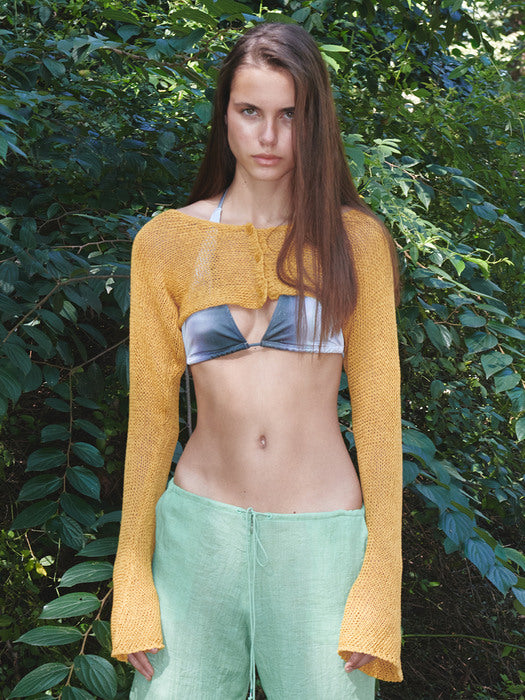 CROPPED BOLERO CARDIGAN, MUSTARD