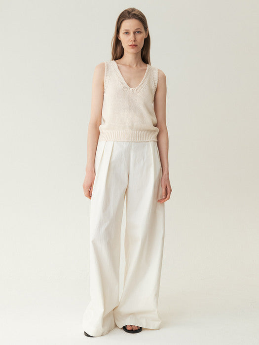 Kindersalmon Highwaist Flare Wide Pants Cream