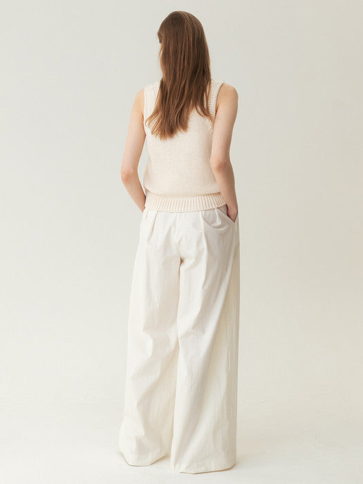 Kindersalmon Highwaist Flare Wide Pants Cream
