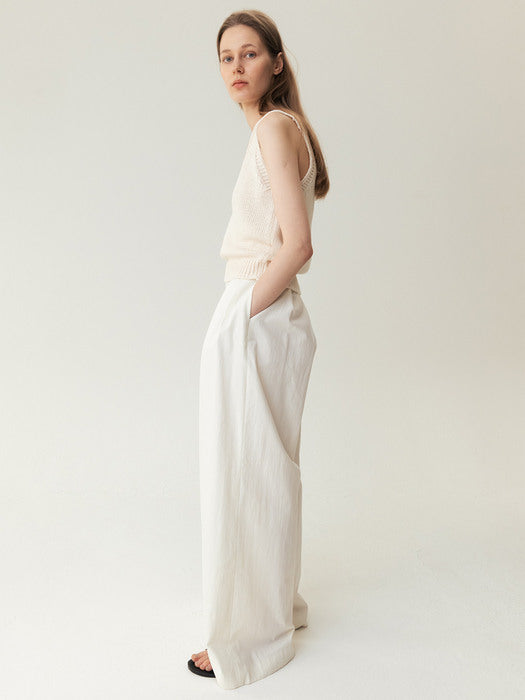 Kindersalmon Highwaist Flare Wide Pants Cream