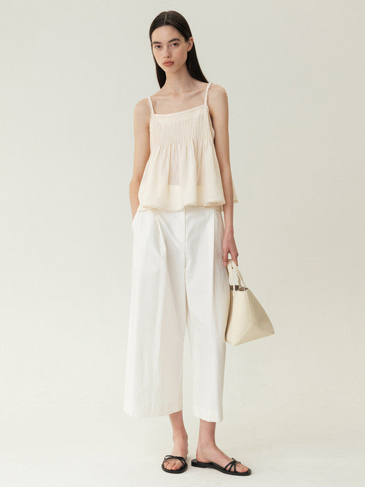 Kindersalmon Cropped Cotton Balloon Trousers Ivory