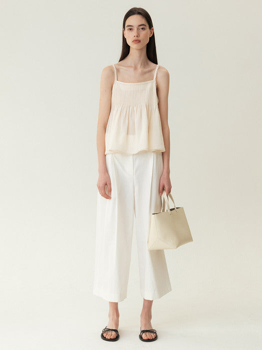 Kindersalmon Cropped Cotton Balloon Trousers Ivory