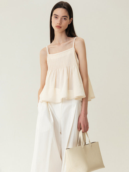 Kindersalmon Cropped Cotton Balloon Trousers Ivory