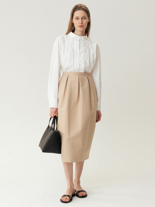 Kindersalmon Voluminous Midi Skirt Beige