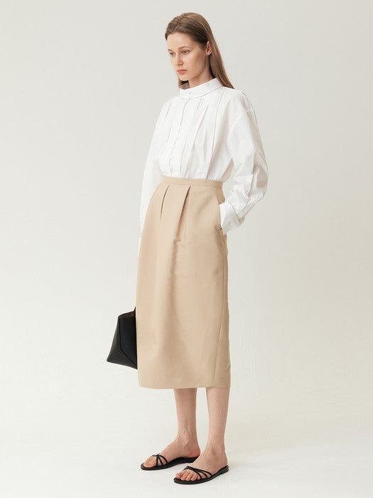 Kindersalmon Voluminous Midi Skirt Beige